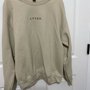 Gildan Beige Sweatshirt with 'Loved' Embroidery